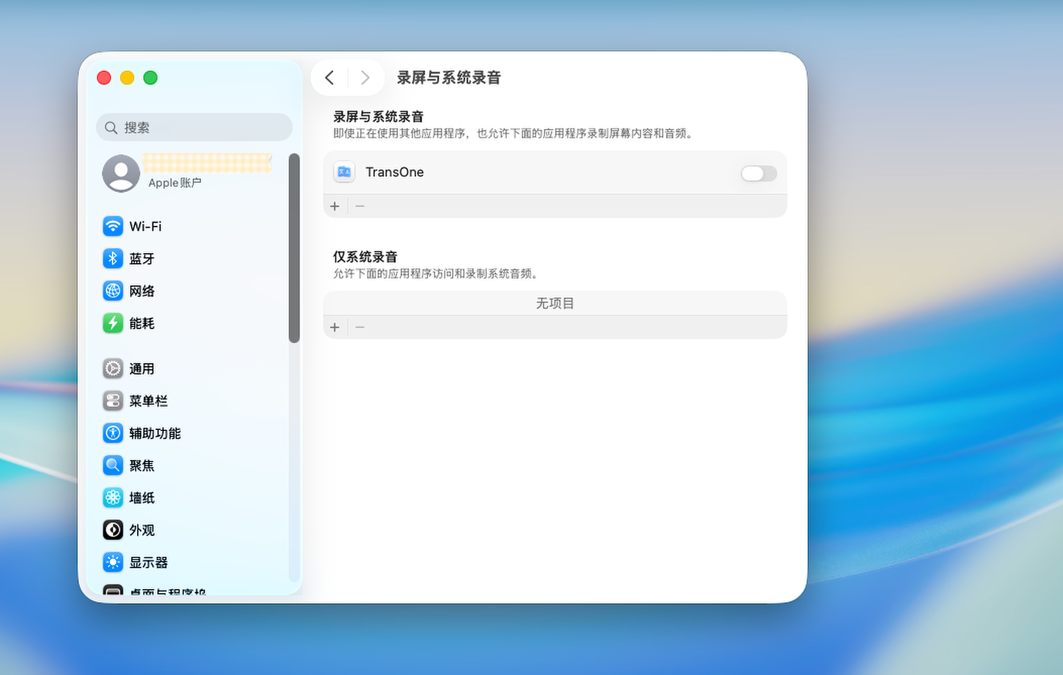 Granting Screen Recording, with the guide card