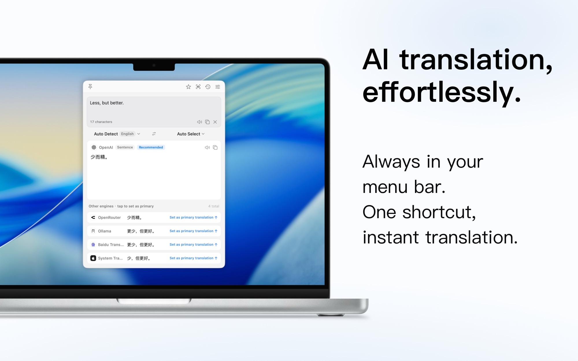 TransOne translation window on macOS